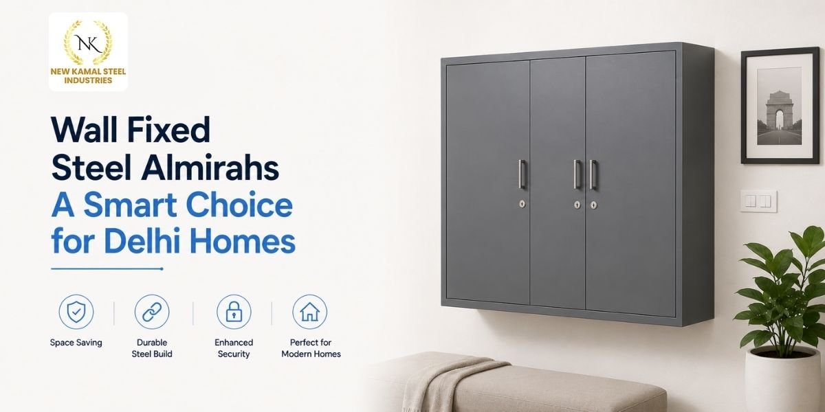 Wall fixed steel almirah installed in a modern Delhi home showcasing smart space saving storage solution for small apartments
